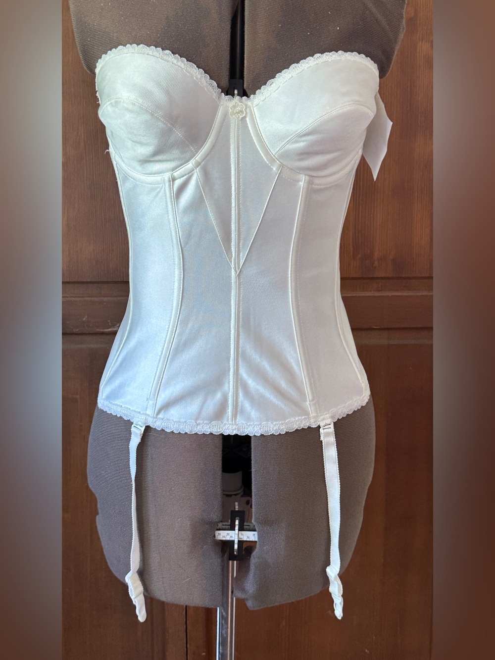 NEW VTG Satin Carnival Strapless Lace Bustier Corset W/ Garters 34D Sexy